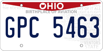 OH license plate GPC5463