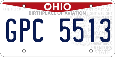 OH license plate GPC5513