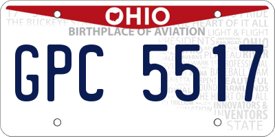 OH license plate GPC5517