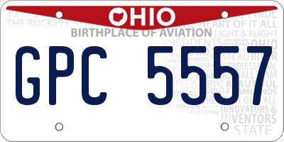 OH license plate GPC5557