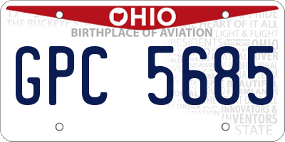 OH license plate GPC5685