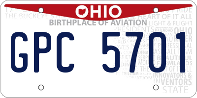OH license plate GPC5701