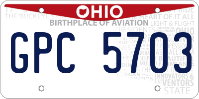 OH license plate GPC5703