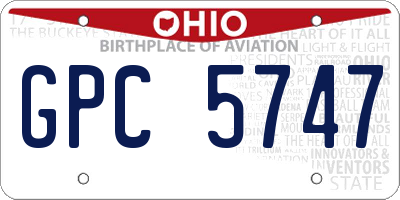 OH license plate GPC5747