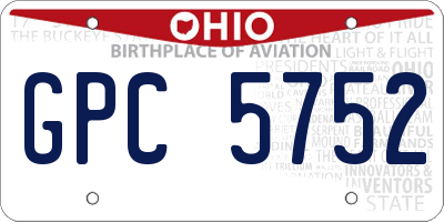 OH license plate GPC5752