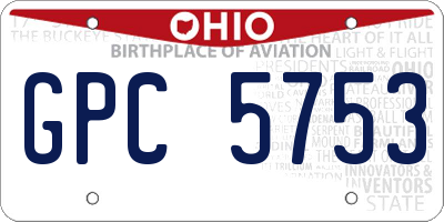 OH license plate GPC5753