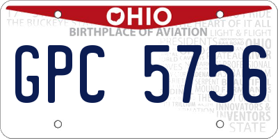 OH license plate GPC5756