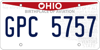 OH license plate GPC5757