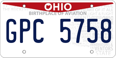 OH license plate GPC5758