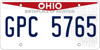 OH license plate GPC5765