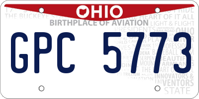 OH license plate GPC5773