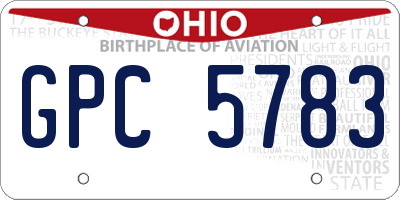 OH license plate GPC5783