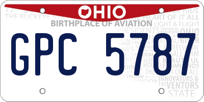 OH license plate GPC5787