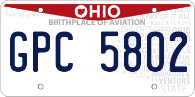 OH license plate GPC5802