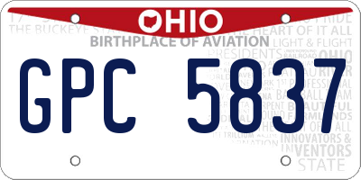 OH license plate GPC5837