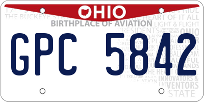 OH license plate GPC5842