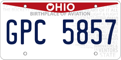 OH license plate GPC5857