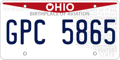 OH license plate GPC5865