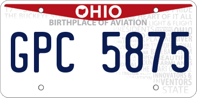 OH license plate GPC5875