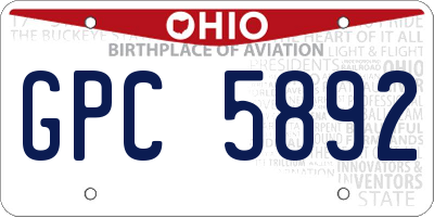OH license plate GPC5892