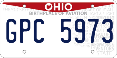 OH license plate GPC5973