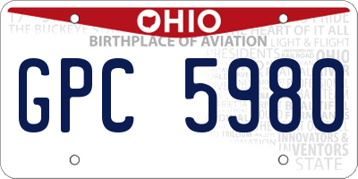 OH license plate GPC5980