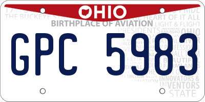 OH license plate GPC5983