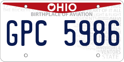 OH license plate GPC5986