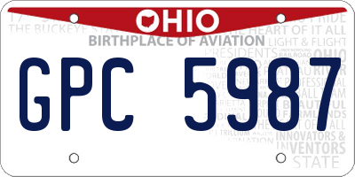 OH license plate GPC5987