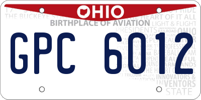 OH license plate GPC6012
