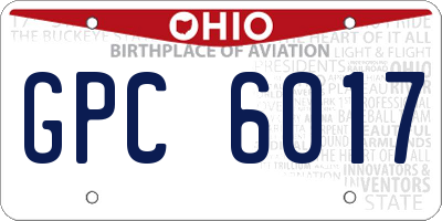 OH license plate GPC6017
