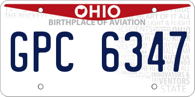 OH license plate GPC6347