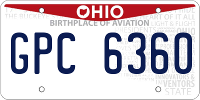 OH license plate GPC6360
