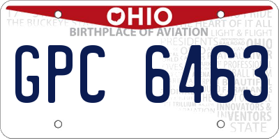 OH license plate GPC6463