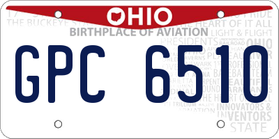 OH license plate GPC6510