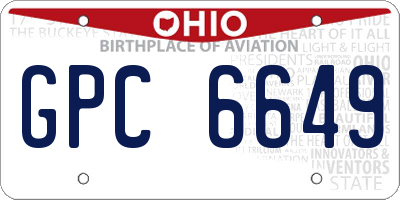 OH license plate GPC6649
