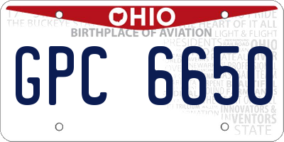 OH license plate GPC6650
