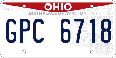 OH license plate GPC6718