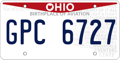 OH license plate GPC6727