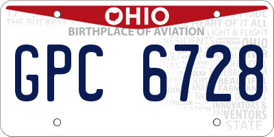 OH license plate GPC6728