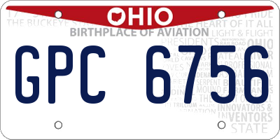 OH license plate GPC6756