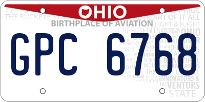 OH license plate GPC6768