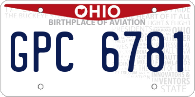 OH license plate GPC6781
