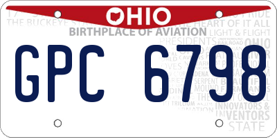 OH license plate GPC6798