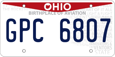 OH license plate GPC6807