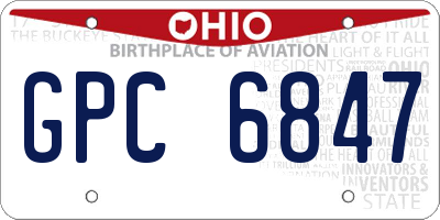 OH license plate GPC6847