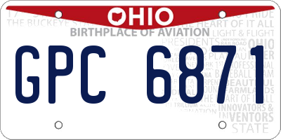 OH license plate GPC6871