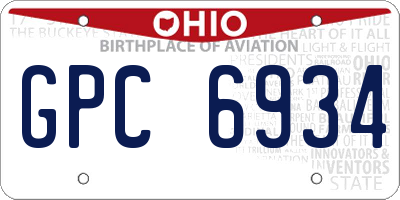 OH license plate GPC6934