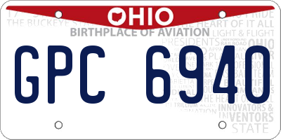 OH license plate GPC6940
