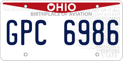 OH license plate GPC6986
